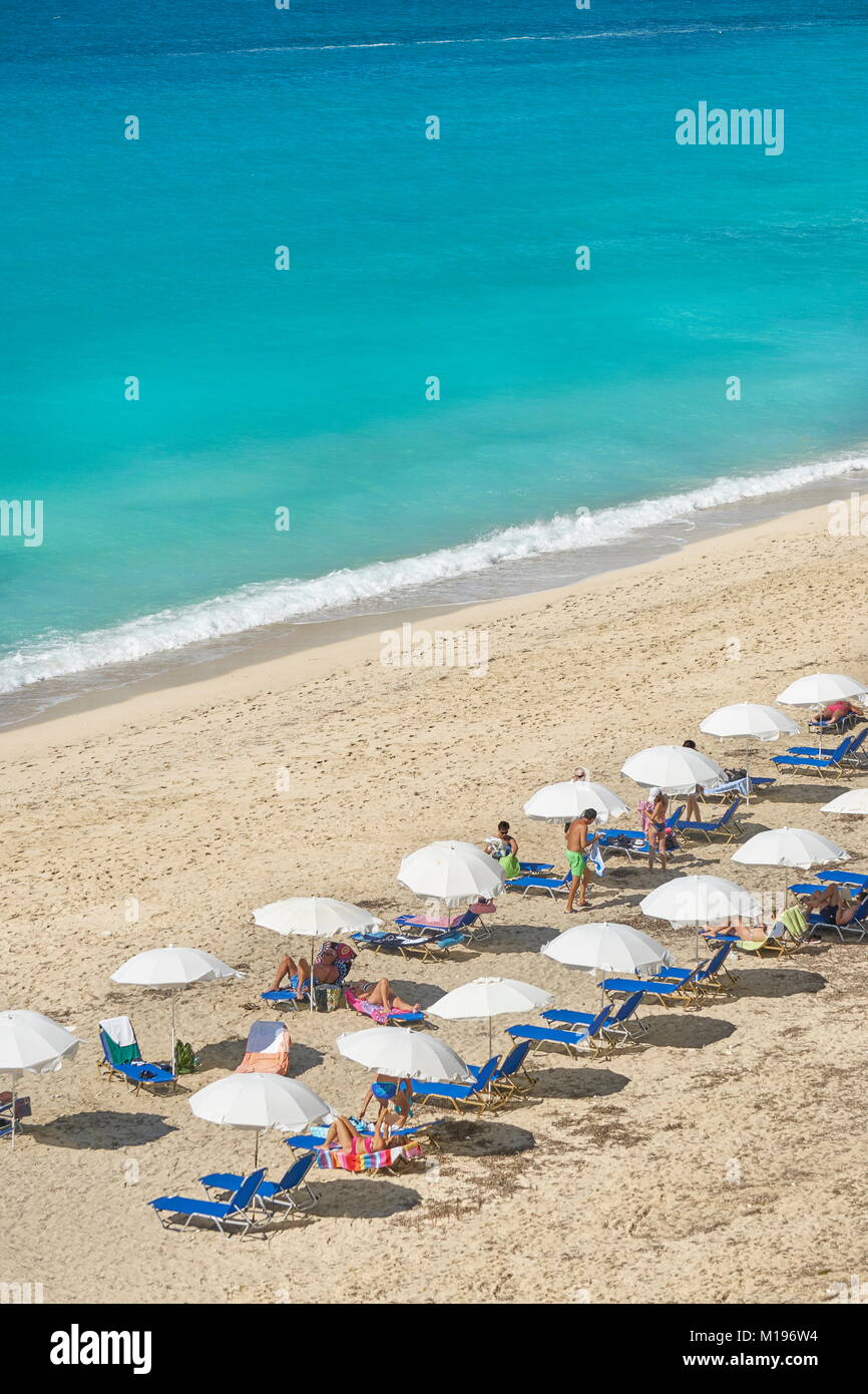 Strand Pefkoulia, Lefkada Insel, Griechenland Stockfoto