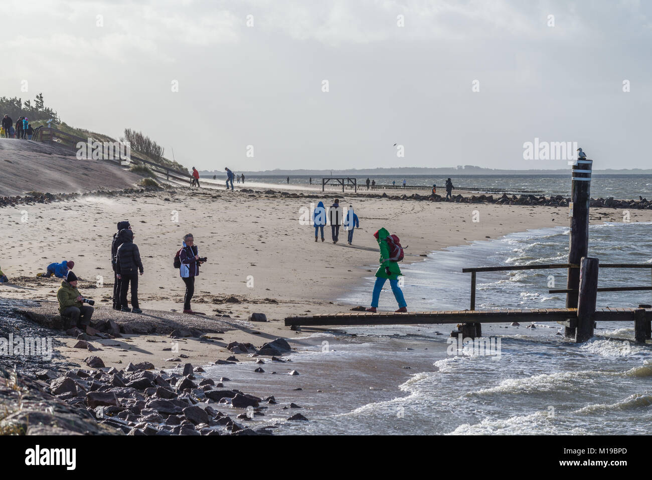 Strand und Meer in Utersum auf der Insel Foehr, Nordsee, UNESCO Weltnaturerbe, Nordsee, Schleswig-Holstein, Deutschland, Europa Stockfoto