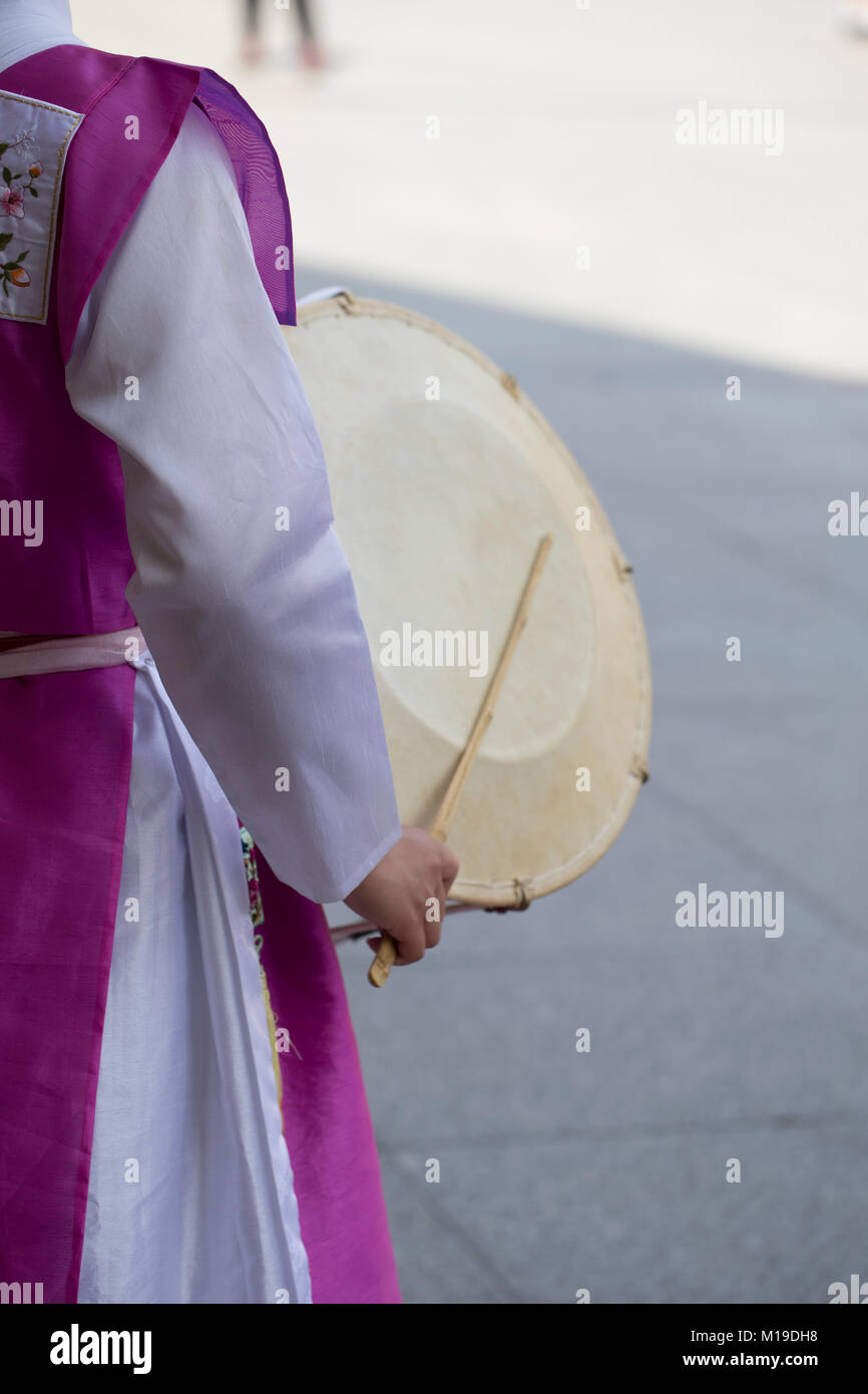 Traditionelle koreanische Tanz/Musik Gruppe Stockfoto