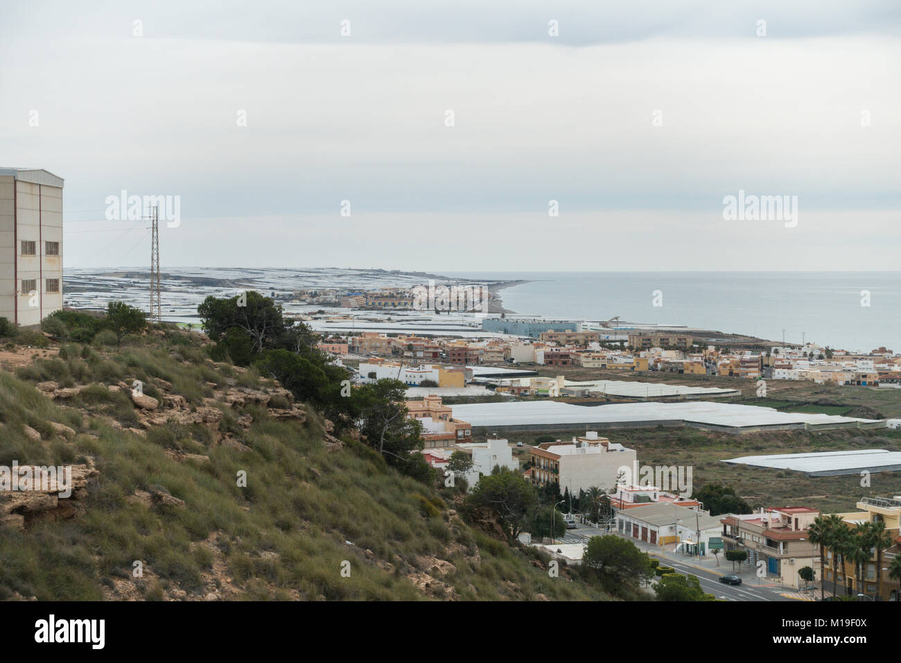 Invernaderos, Kunststoff Gewächshäuser, Treibhäuser für Boden freien Kulturen in Murcia, Spanien. Ein Störfaktor für die Landschaft als Stockfoto