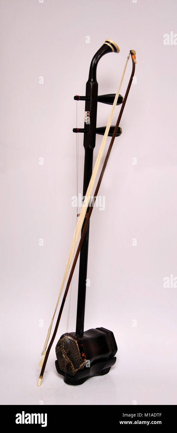 2-saitige chinesische Geige, die Erhu Stockfoto