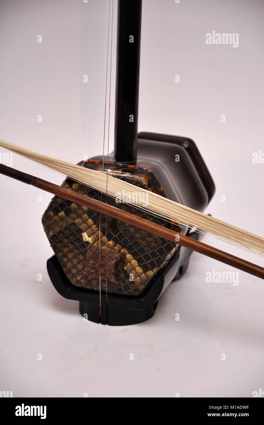 2-saitige chinesische Geige, die Erhu Stockfoto