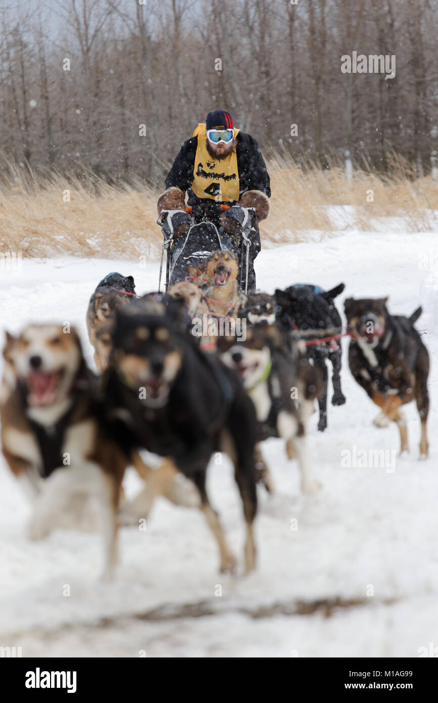 L'Epiphanie, Kanada 1/28/2018. Die internationalen Hundeschlittenrennen der Lanaudiere, Stockfoto