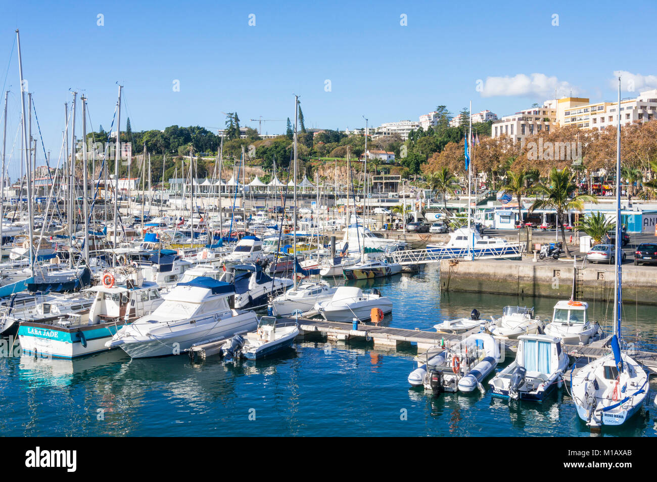 MADEIRA PORTUGAL MADEIRA Marina mit vielen Yachten und Boote im Yachthafen von Funchal am Hafen von Funchal Madeira Portugal EU Europa Stockfoto