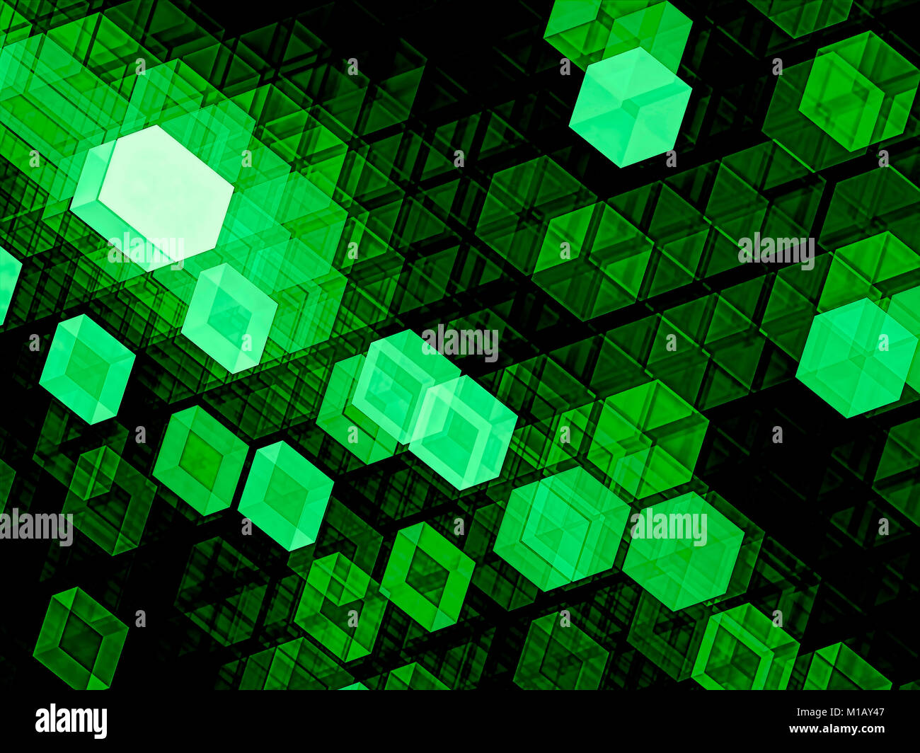 Tech chaos Würfel - Abstrakt digital erzeugten Bild Stockfoto
