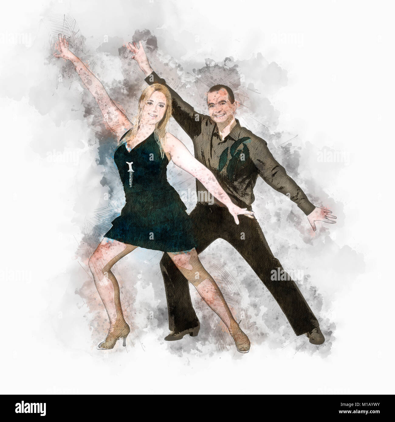 Digital verbesserte Bild von ein Paar der Ballroom Dancers Stockfoto