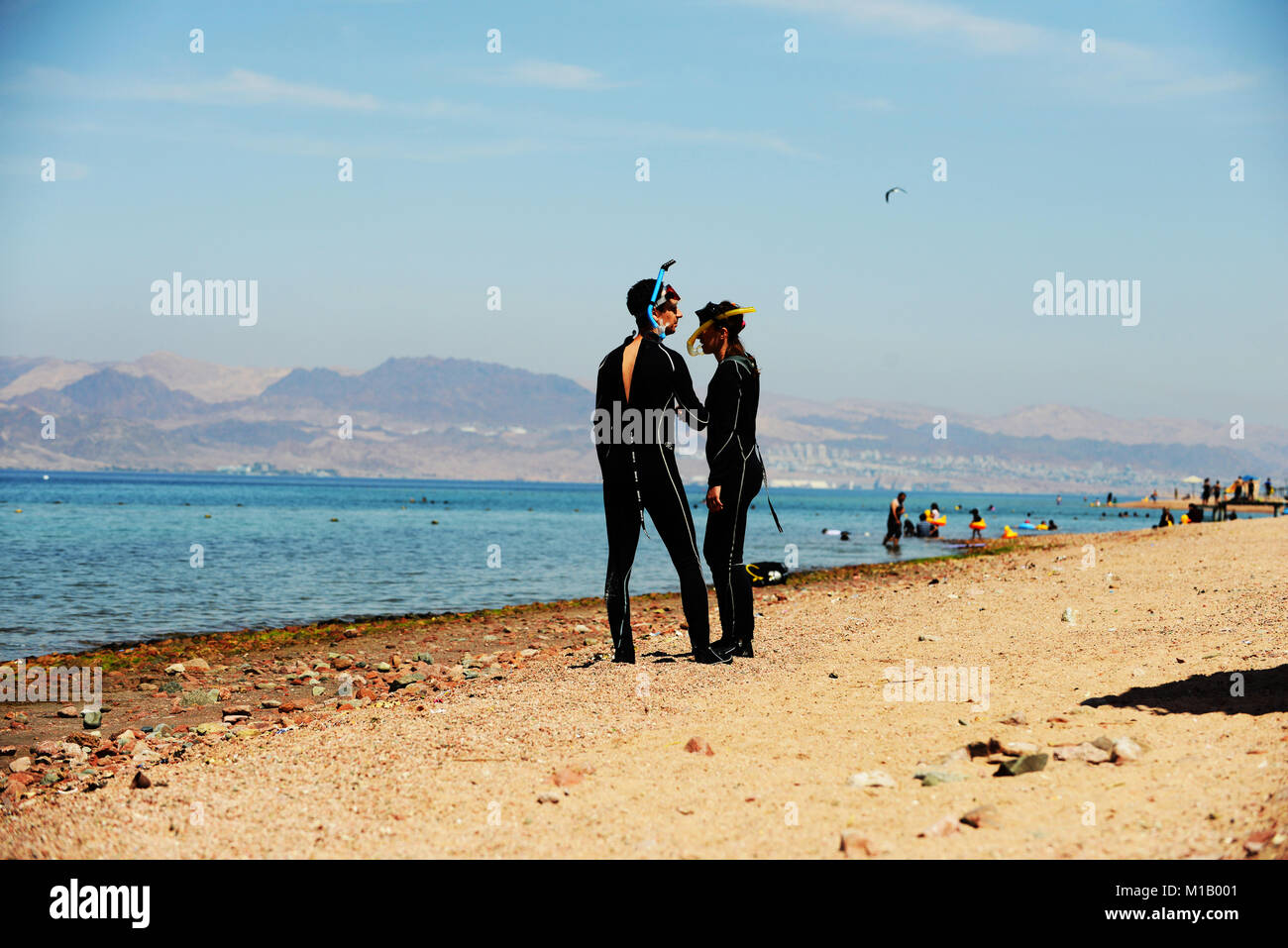 Die wunderschönen Roten Meer Strand südlich von Aqaba. Stockfoto