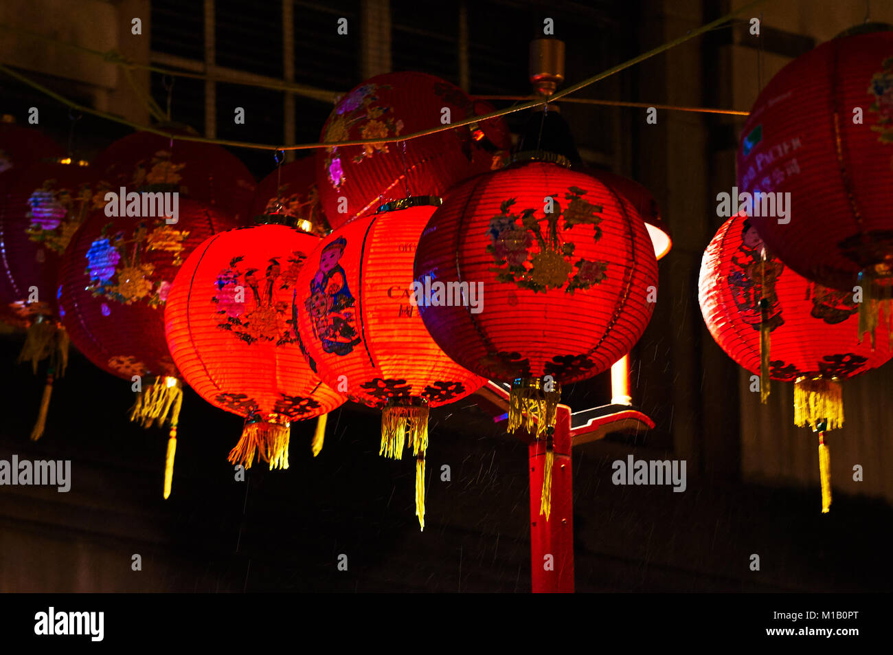 Chinatown London Chinese New Year parade Rote Laterne Stockfoto