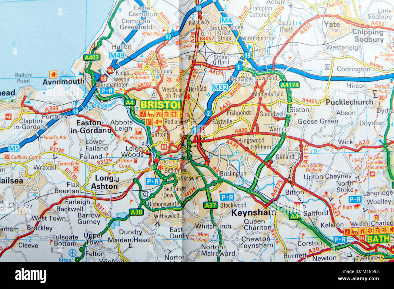 Straßenkarte von Bristol, England. Stockfoto