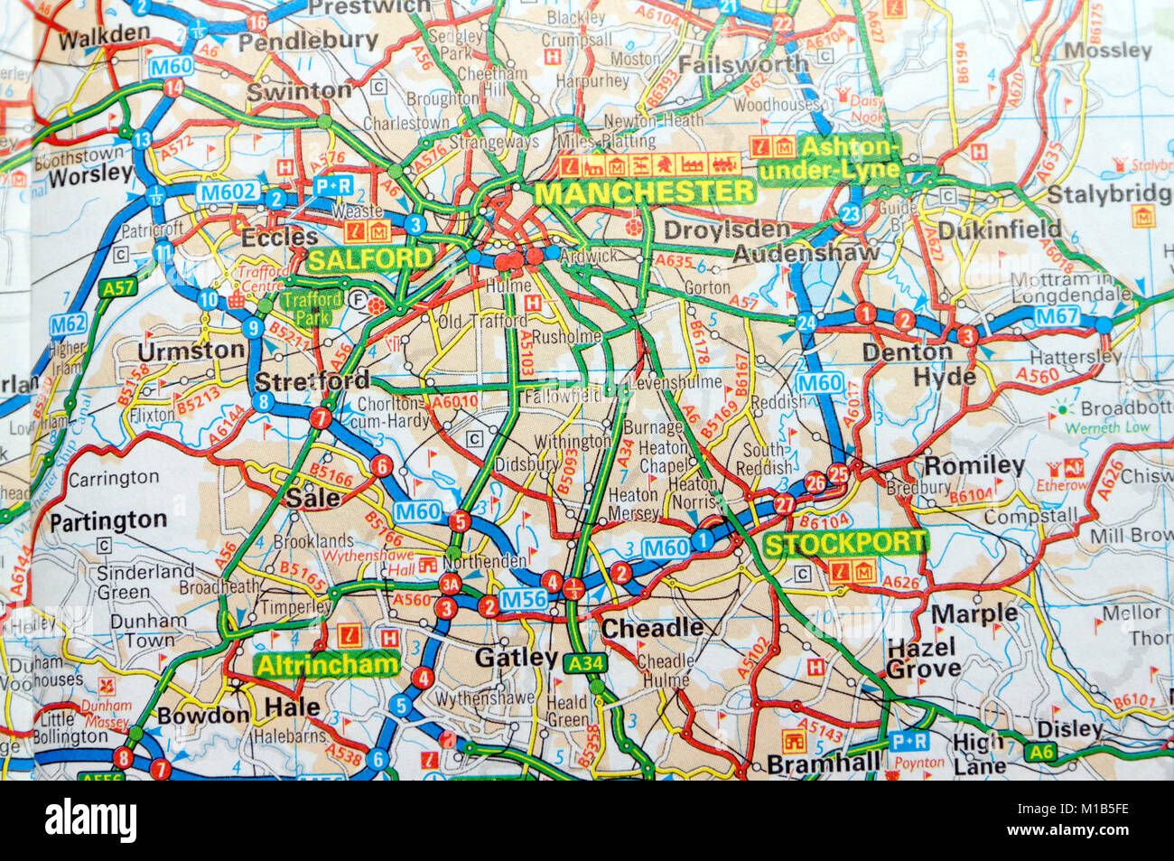 Karte von Manchester, England Stockfotografie - Alamy