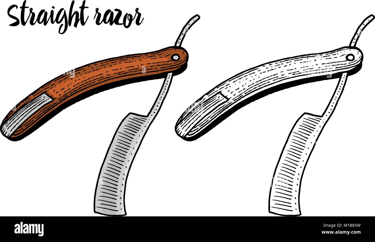 Rasiermesser Zum Rasieren Barbershop Fur Manner Oder Hipster Mode Haar Und Bart Graviert Hand In Alten Vintage Skizze Gezeichnet Stock Vektorgrafik Alamy
