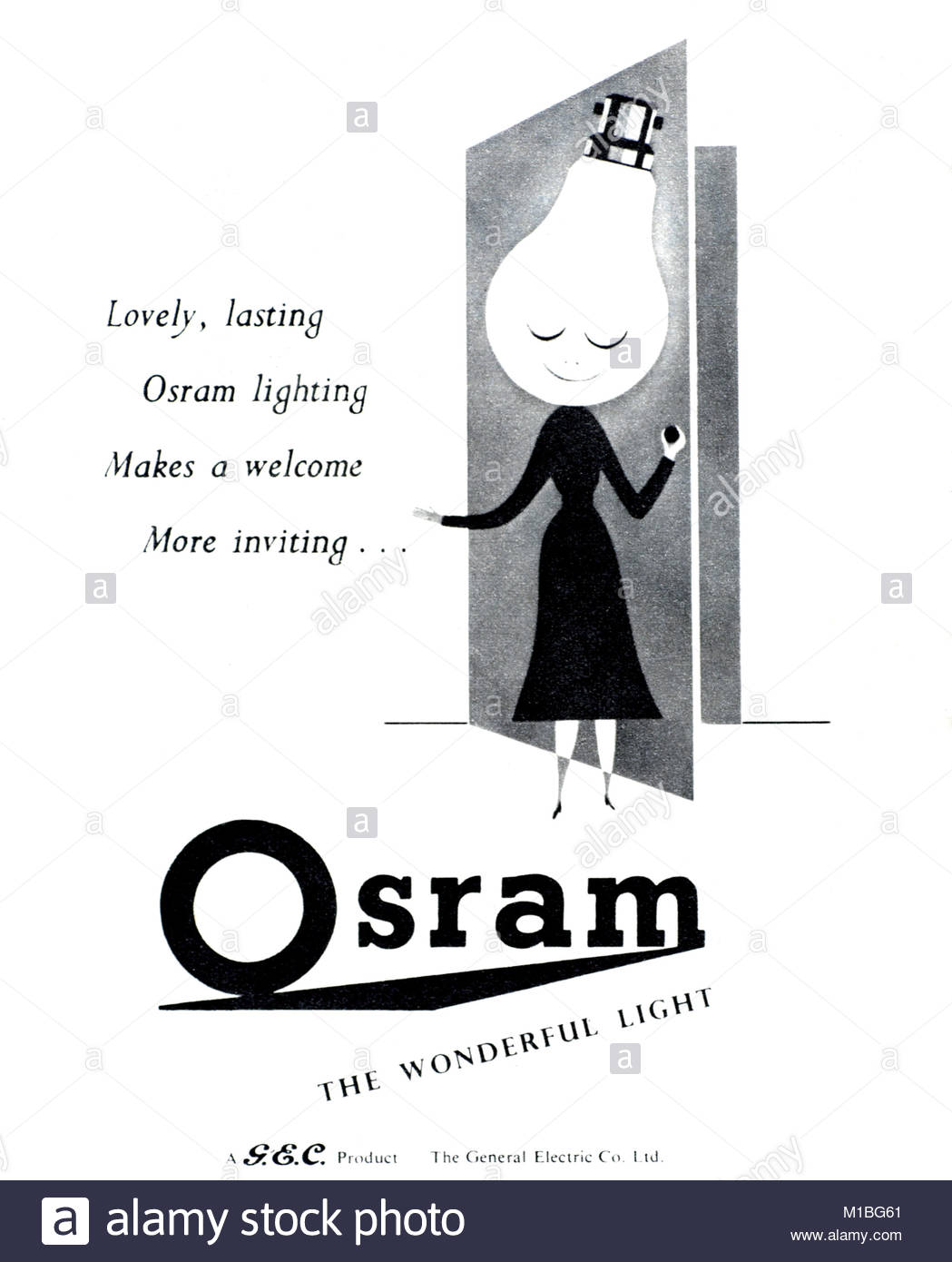 Osram Beleuchtung vintage Werbung 1952 Stockfoto