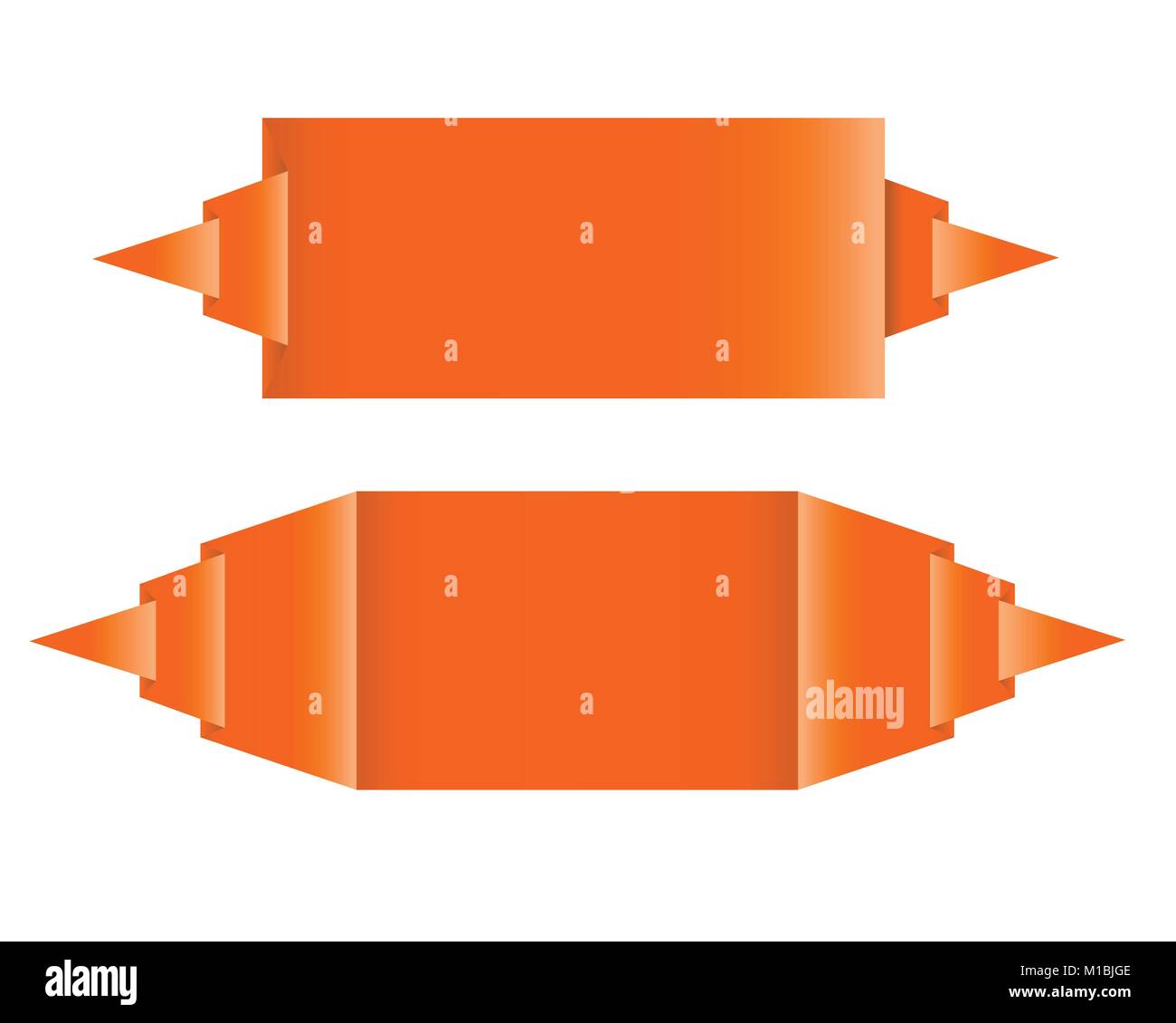 Orange Papier Sprechblasen oder Etiketten mit geknickten Ecke wie Origami-Vektor Stock Vektor
