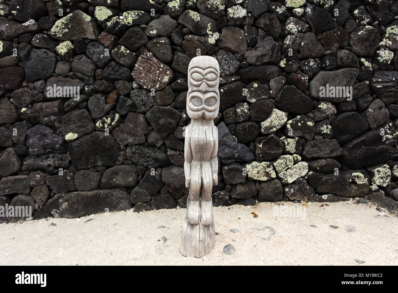 Tiki der Puuhonua o Honaunau, (Ort der Zuflucht), Big Island, Hawaii Stockfoto
