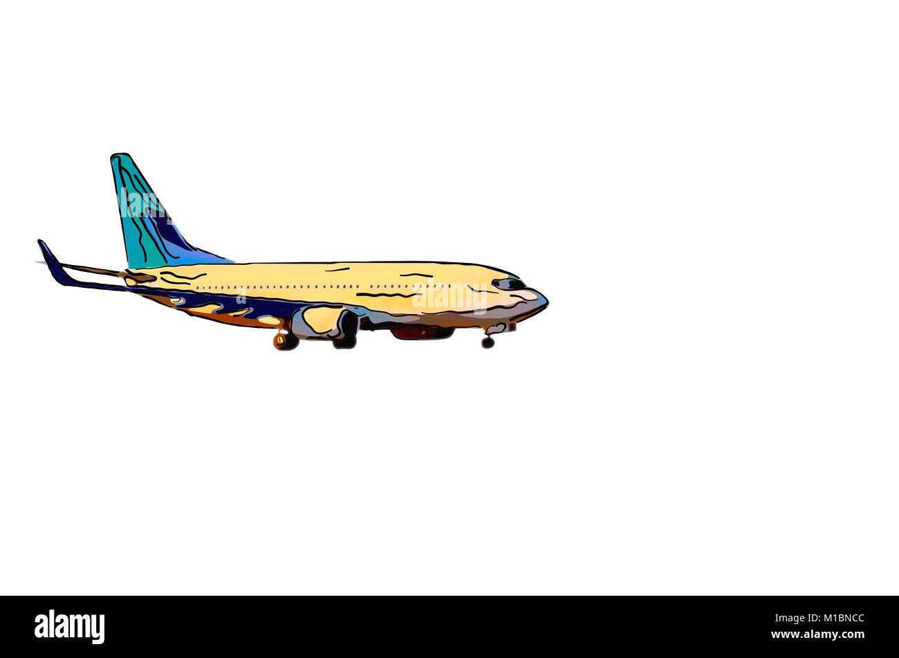 Poster Cartoon Illustration Bild eines lustigen, Farbe Flugzeug auf weißem Hintergrund Stockfoto
