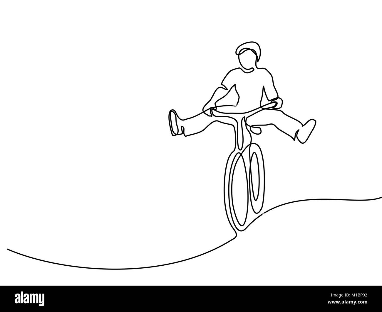 Mann auf einem Fahrrad haben Spaß Stock Vektor