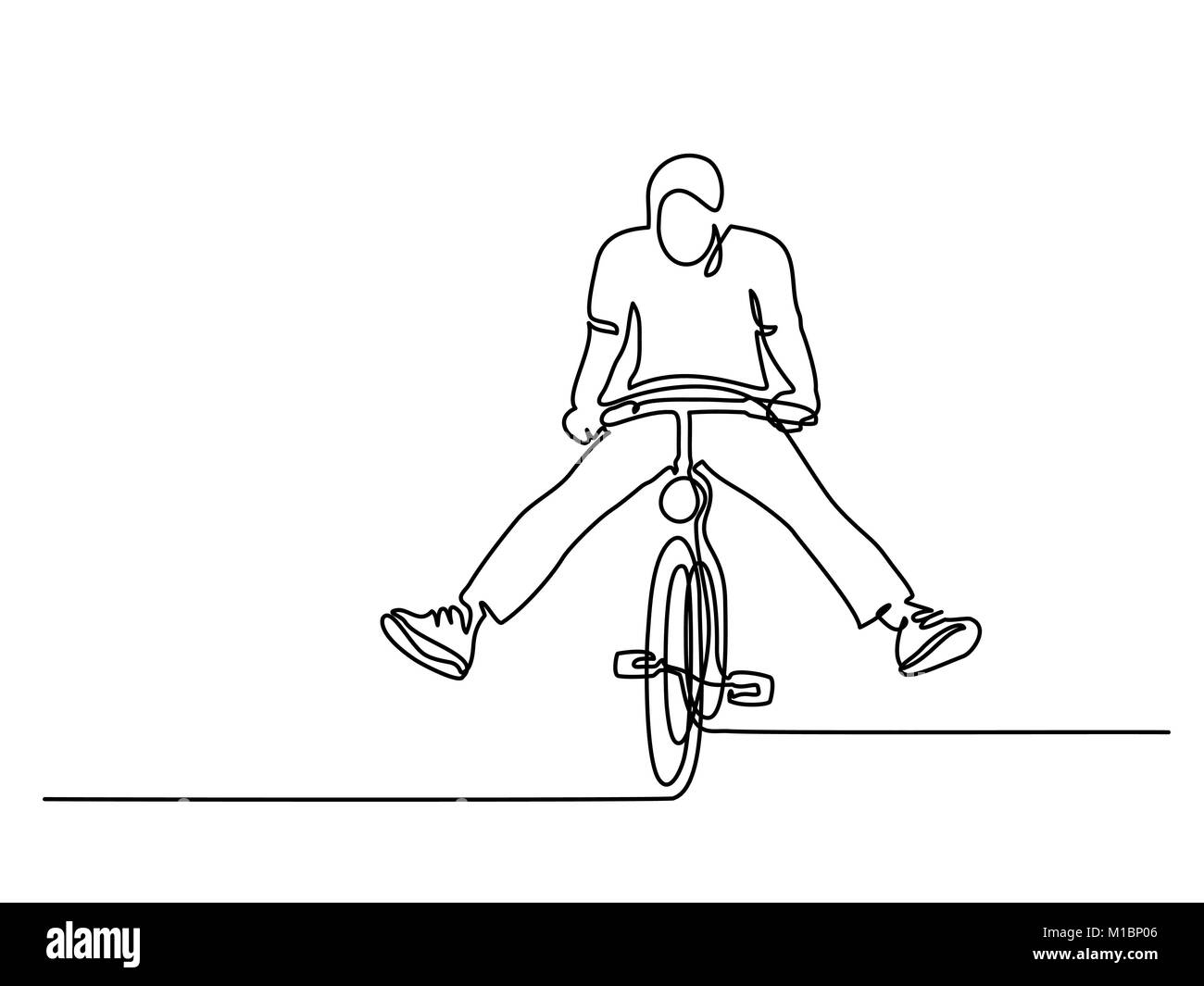 Mann auf einem Fahrrad haben Spaß Stock Vektor
