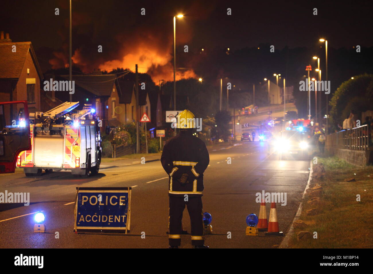 Recyclinganlage Brand in Otley Stockfoto