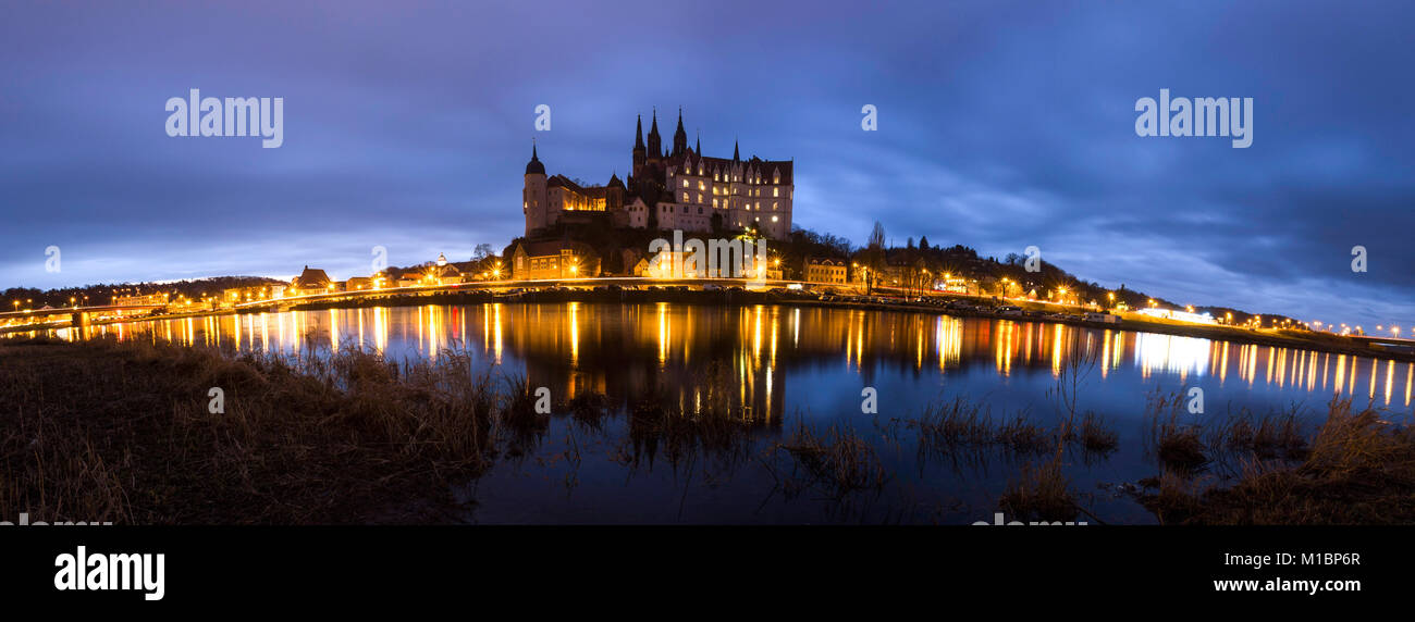 Meissen Deutschland high definition Panorama am Abend Stockfoto