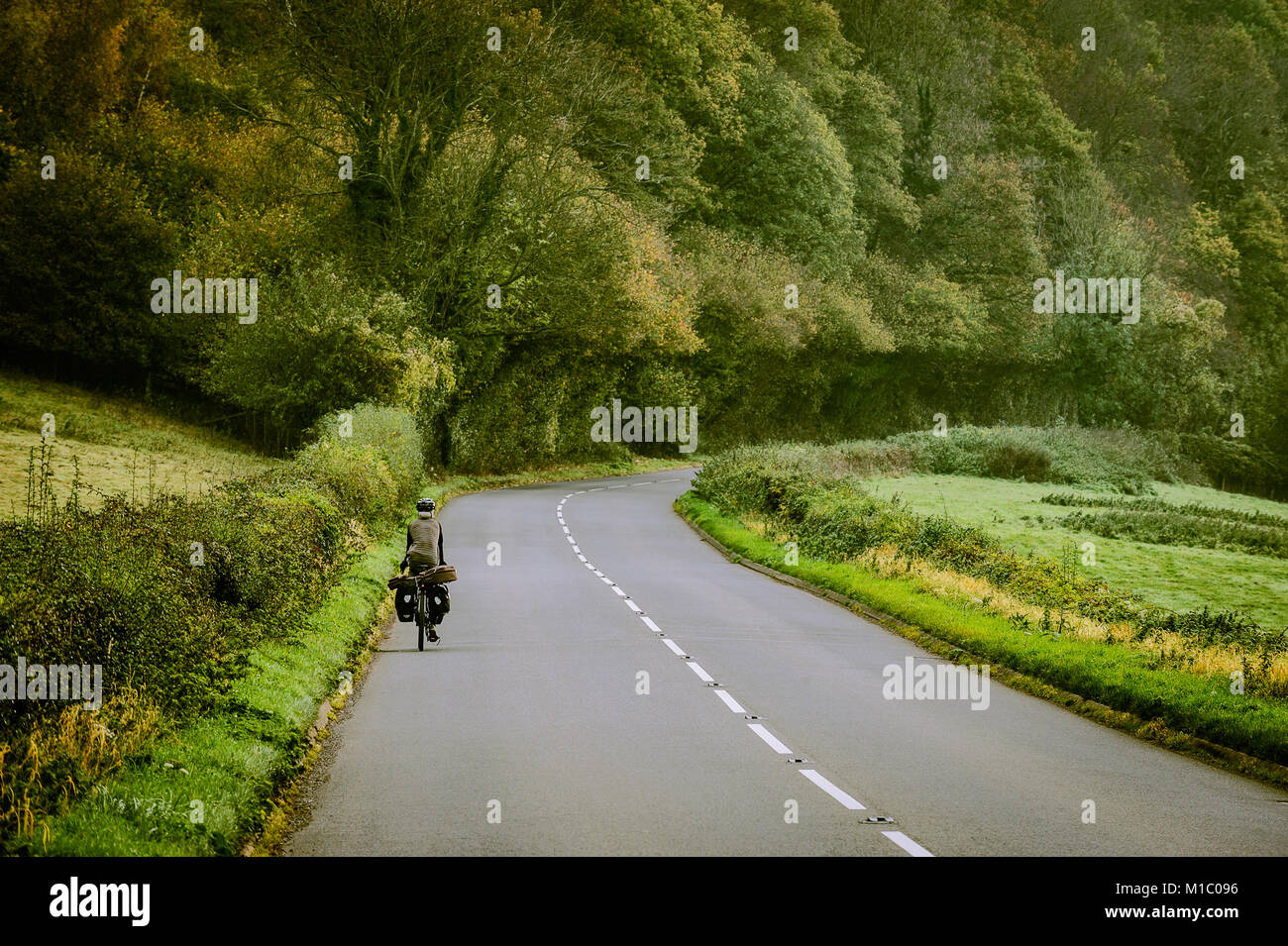 Radfahren entlang der Wye Valley Stockfoto