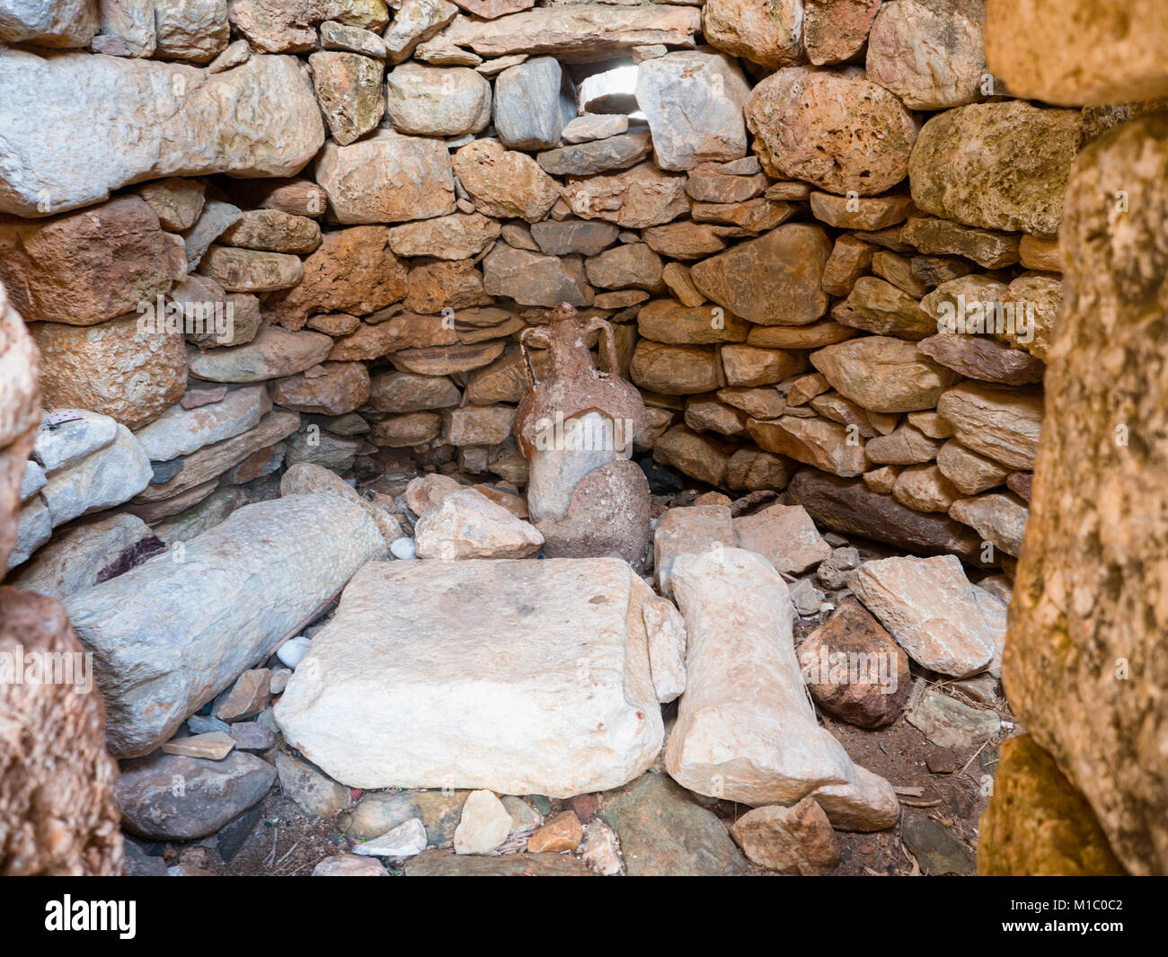 Nekromantie von Poseidon in Kap Matapan oder Tainaron in Mani, Peloponnes, Griechenland Stockfoto