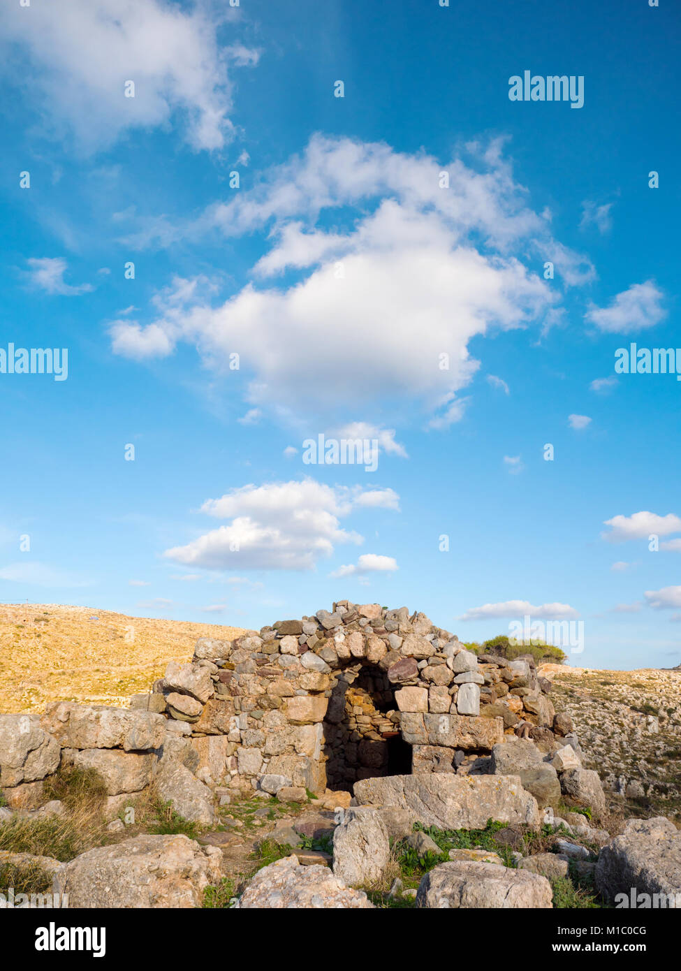 Nekromantie von Poseidon in Kap Matapan oder Tainaron in Mani, Peloponnes, Griechenland Stockfoto