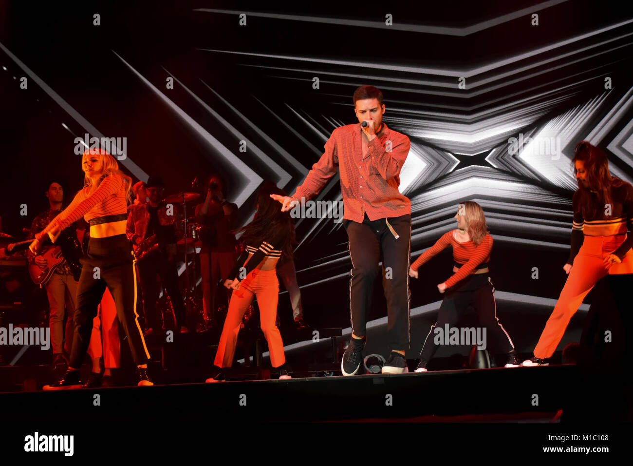 Eric Saade an Vintergalan in Saab Arena in Linköping, Schweden 2017 Stockfoto