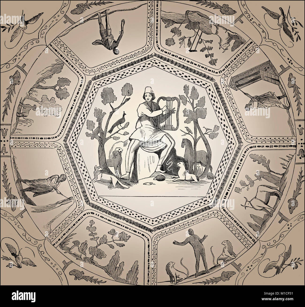Wandmalerei an der Katakombe des Kallixtus, Jahrhundert, Rom, Italien Stockfoto