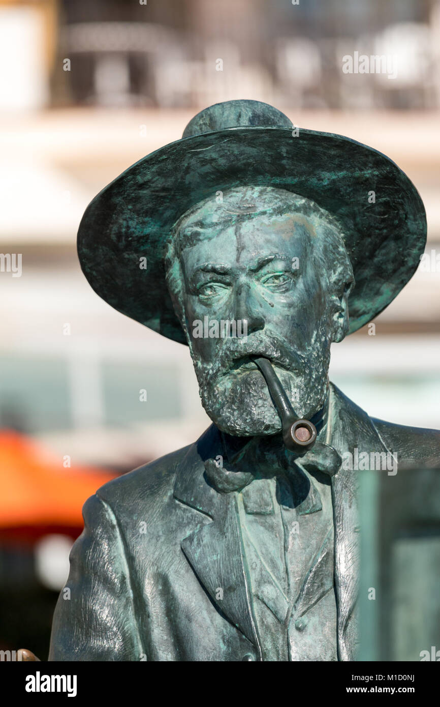 Denkmal Santiago Rusinol und Ramon Casas in Sitges, Spanien. Stockfoto