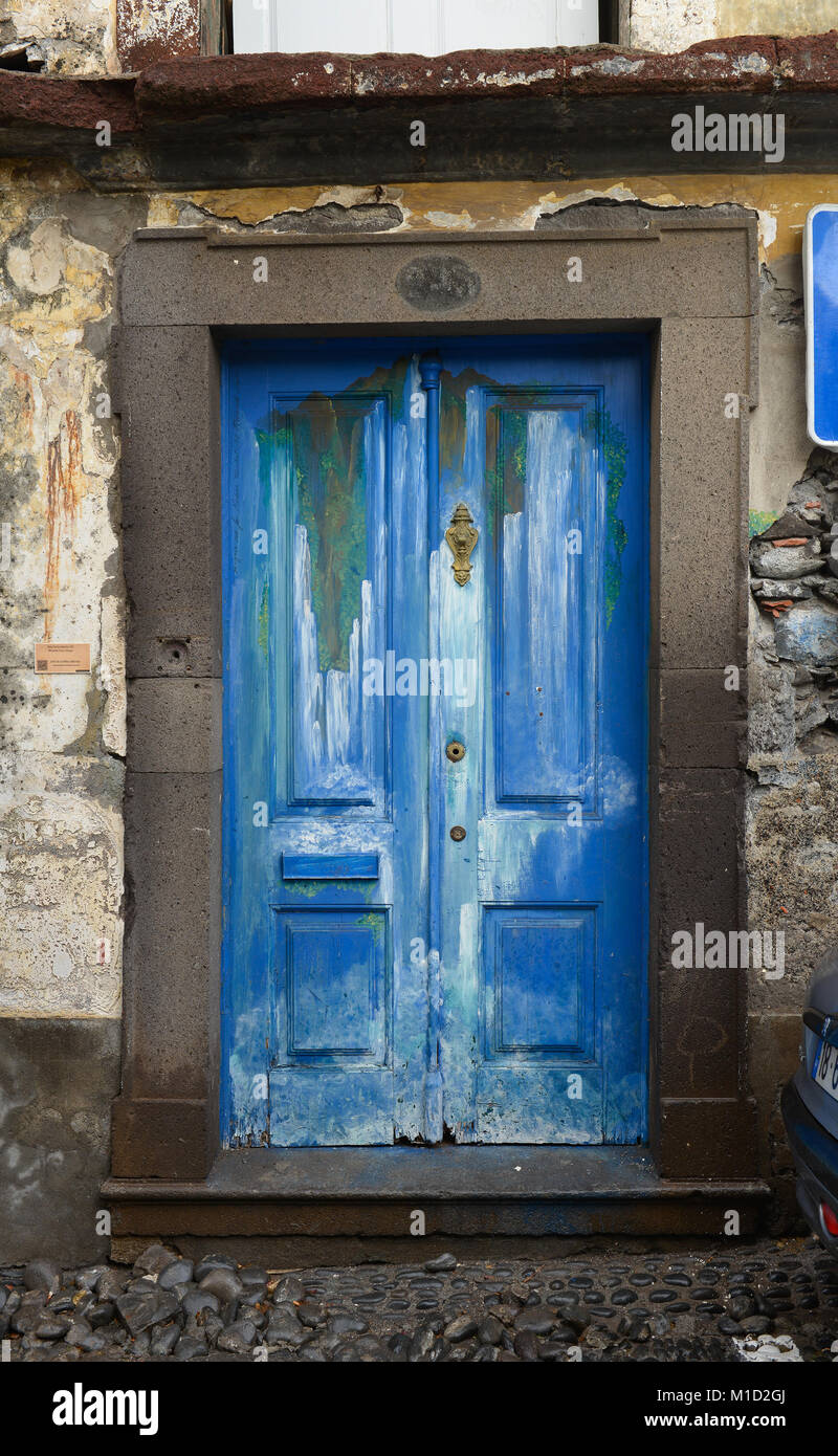 Lackierte Tür, Altstadt, Funchal, Madeira, Portugal, bemalte Tuer, Altstadt Stockfoto