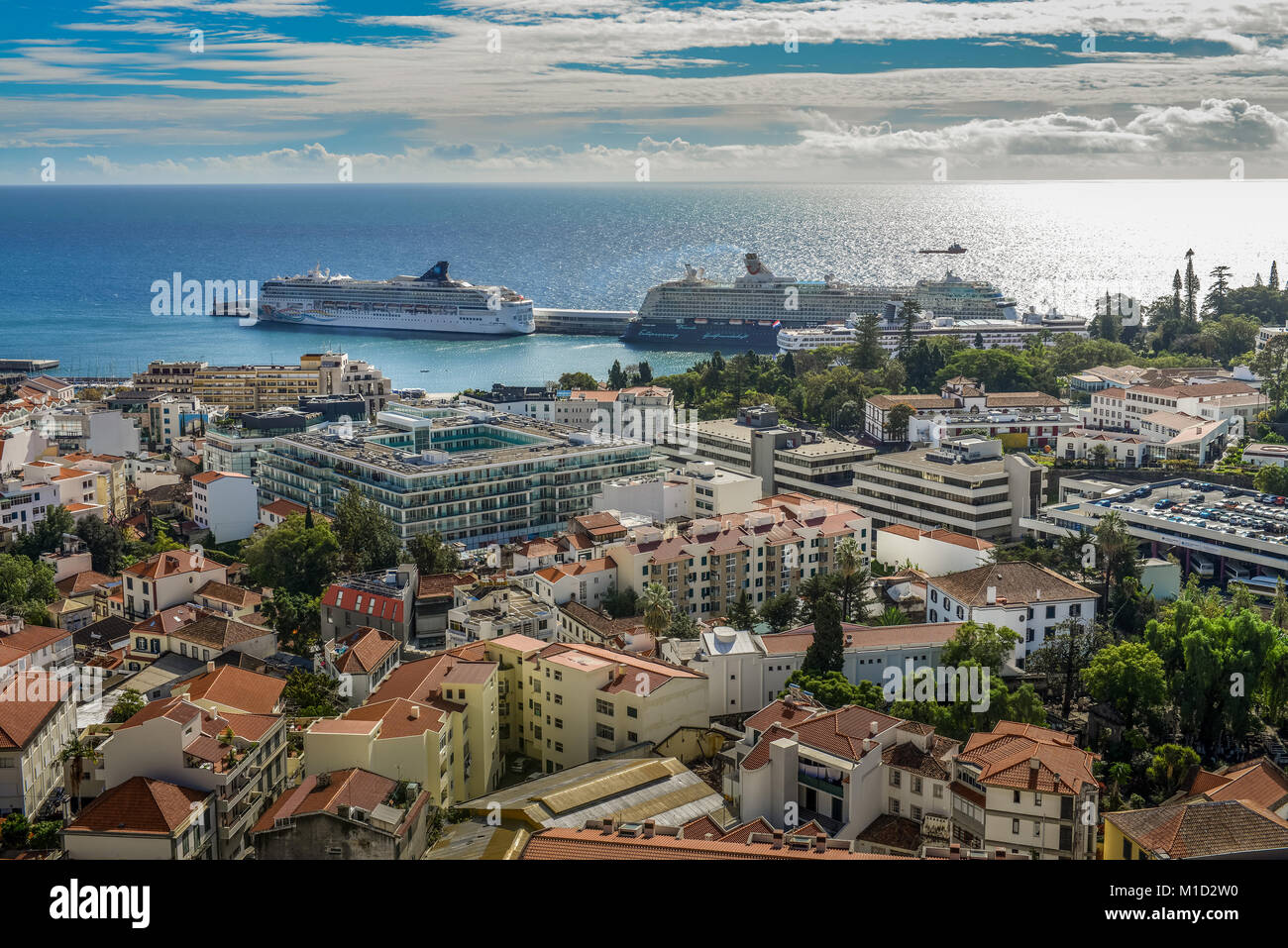 Panorama der Stadt, Funchal, Madeira, Portugal, Stadtpanorama Stockfoto