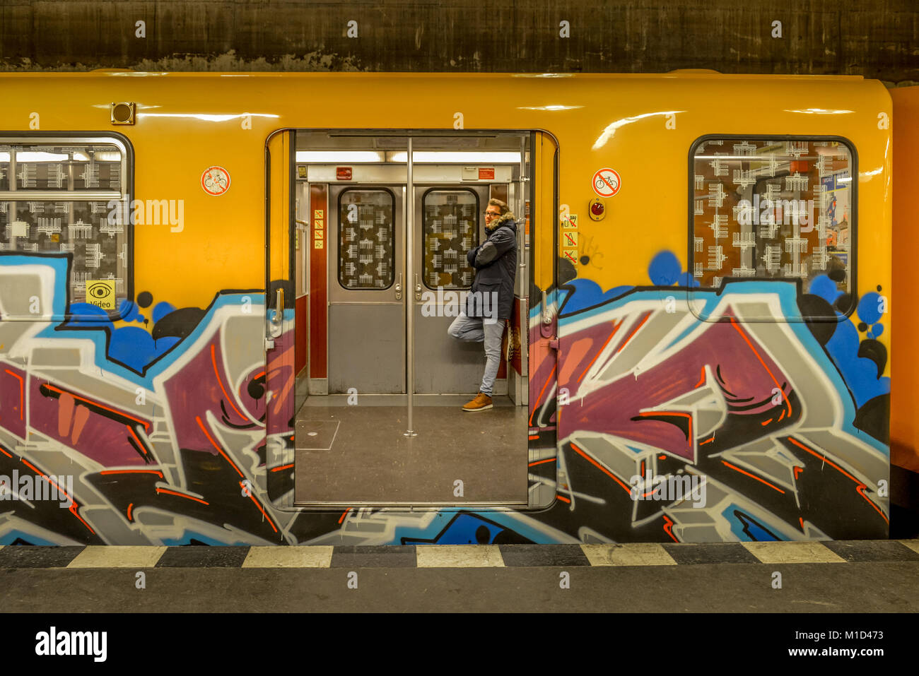 U-Bahn, Graffiti, Berlin, Deutschland, U-Bahn, Deutschland Stockfoto