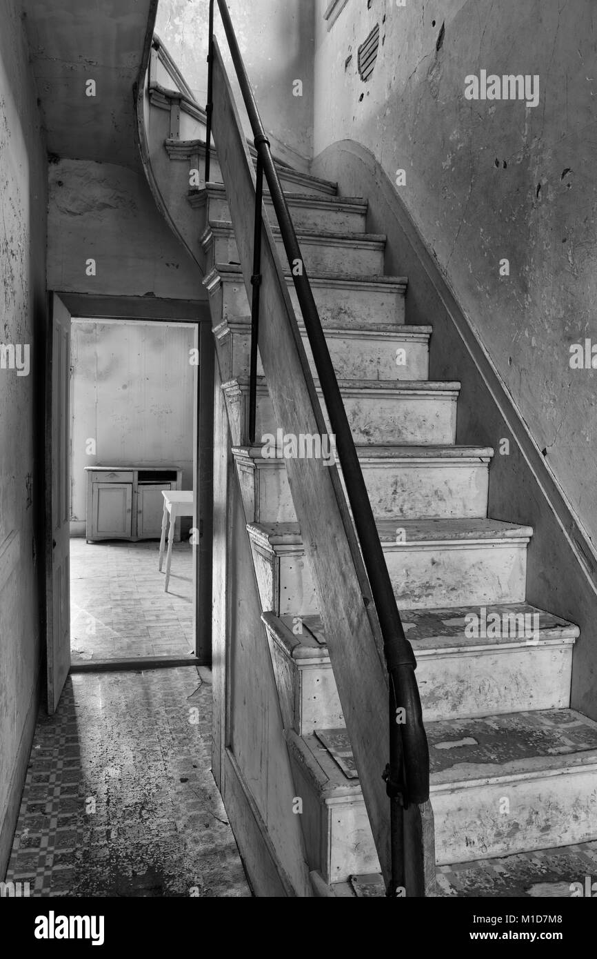 Eine Treppe in der Geisterstadt im Bannack, Montana. USA Stockfoto