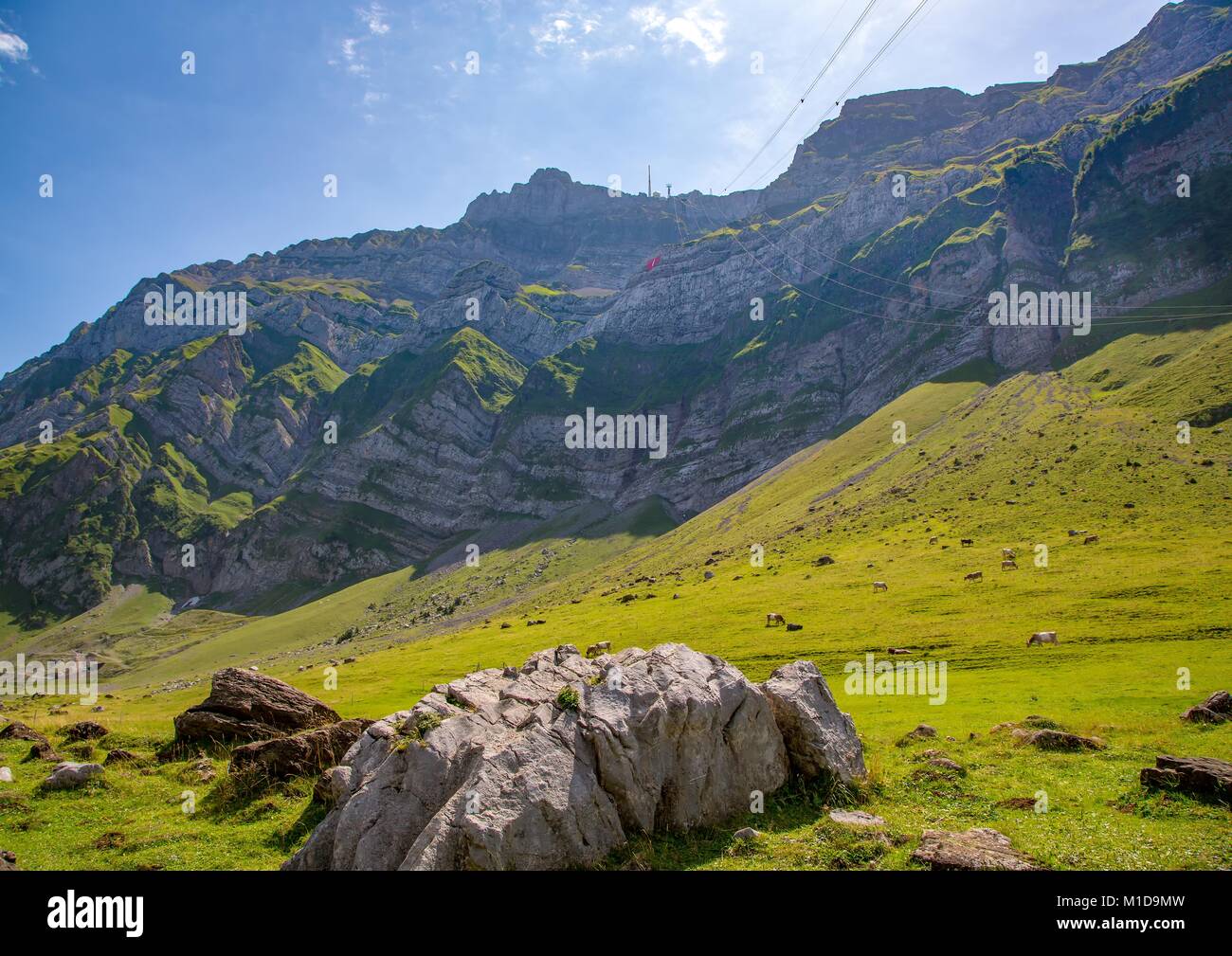 Landschaft der Alpstein und Säntis, die sind eine Untergruppe der Appenzeller Alpen in der Schweiz Stockfoto