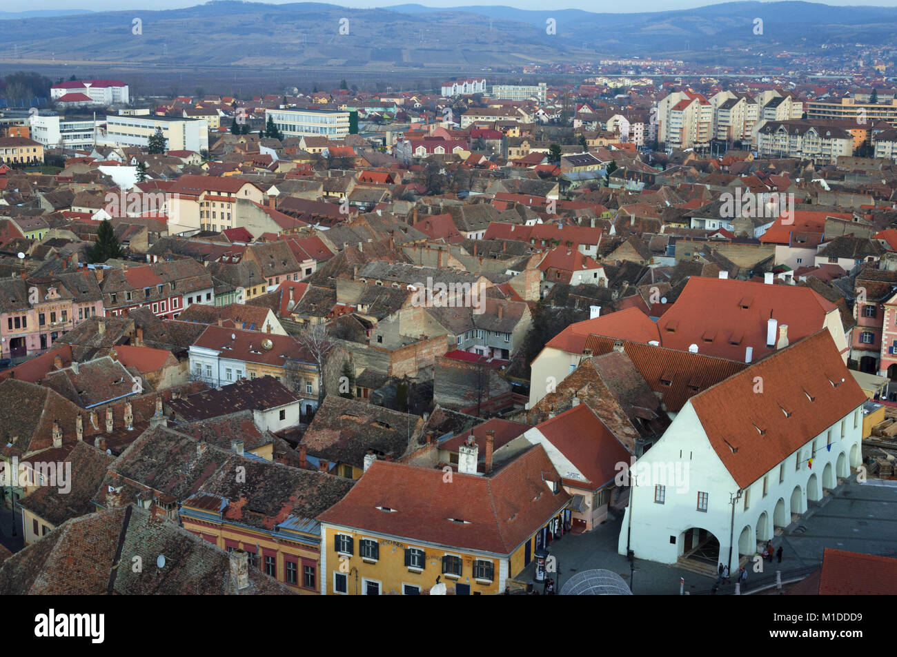 Teil von Sibiu die gut erhaltene Altstadt und Kunst Haus - Metzger Guild Hall Stockfoto