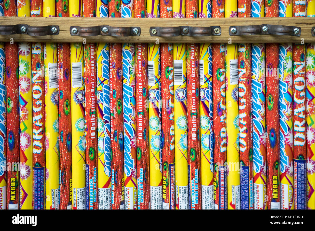 Port Huron Township, Michigan - römischen Kerzen bereit für ein Feuerwerk. Stockfoto