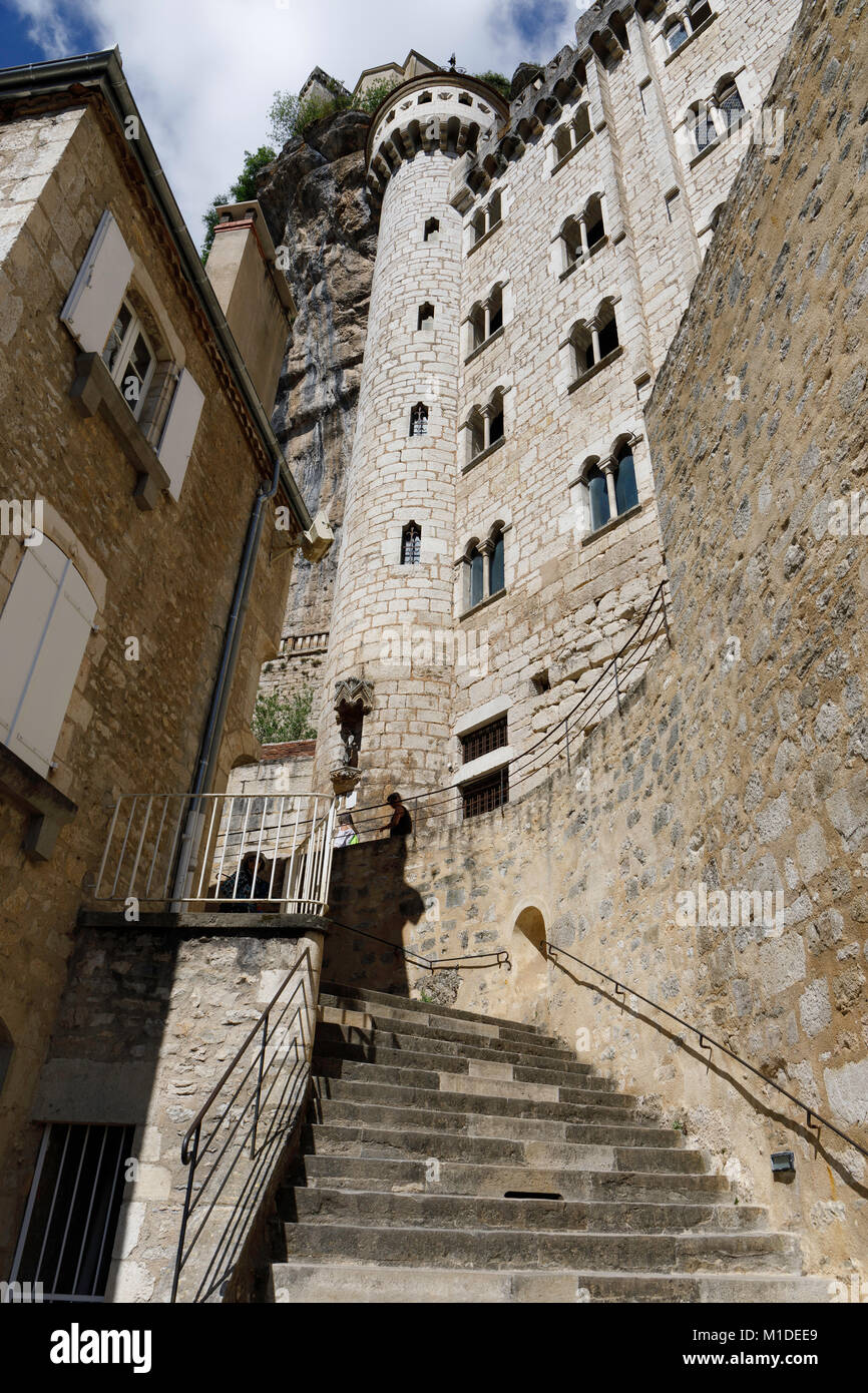 Rocamadour. Pilgrim's Trail. Der Aufstieg bis zum Heiligtum an der Oberseite Stockfoto