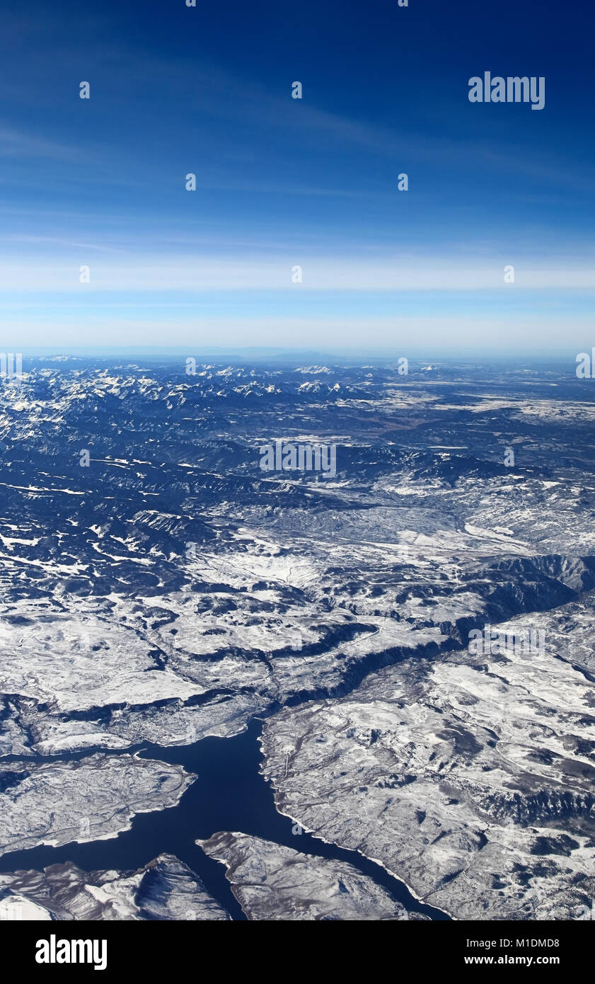 Luftaufnahme von Blue Mesa Talsperre, Colorado Stockfoto