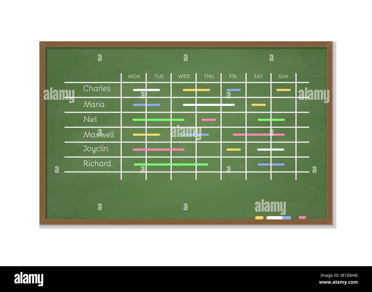 Kreidetafel mit Zeitplan Stock Vektor