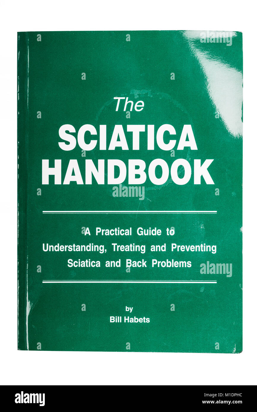 Der Ischias Handbuch auf weißem Hintergrund Stockfoto