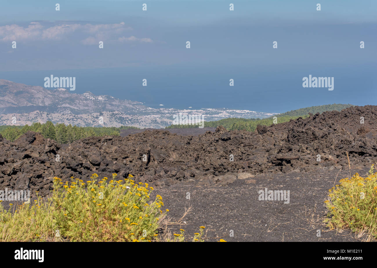 Catania von der Ätna Stockfoto