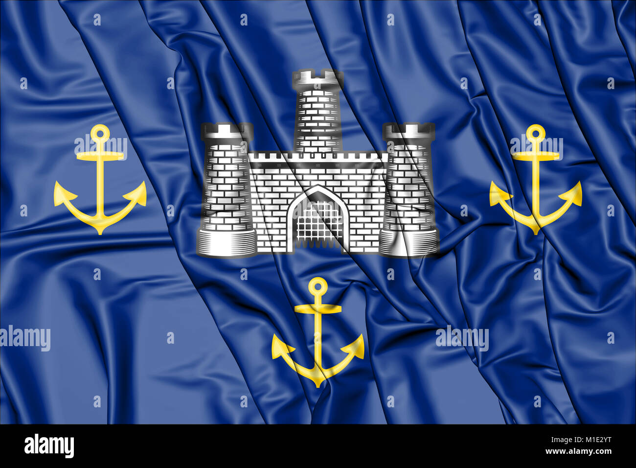 3D-Rat Flagge Isle of Wight, England. 3D-Darstellung. Stockfoto