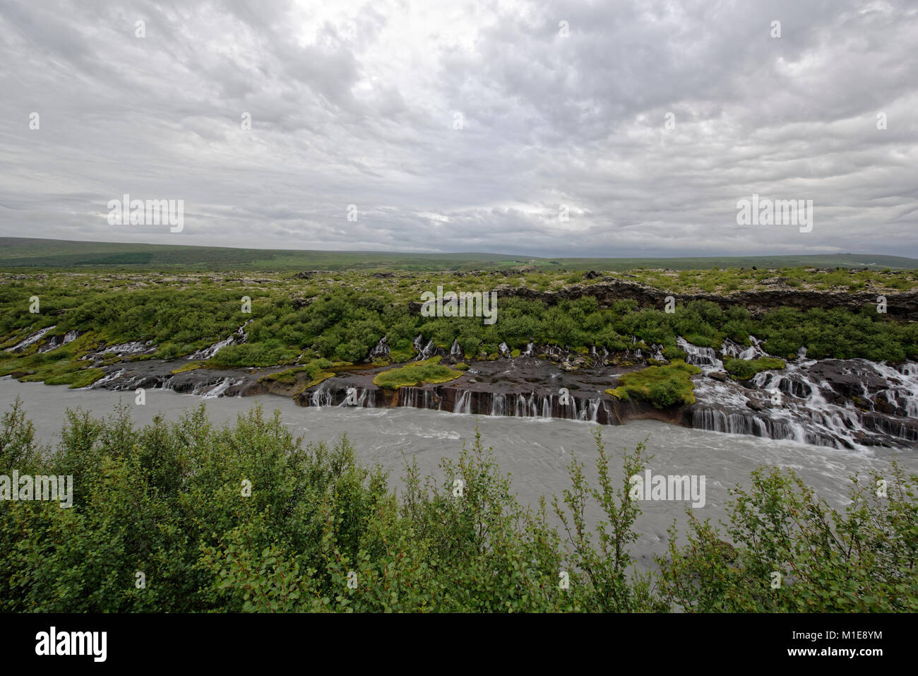 Hraunfossar oder Lava Falls, in der Nähe von Island Husafell Stockfoto