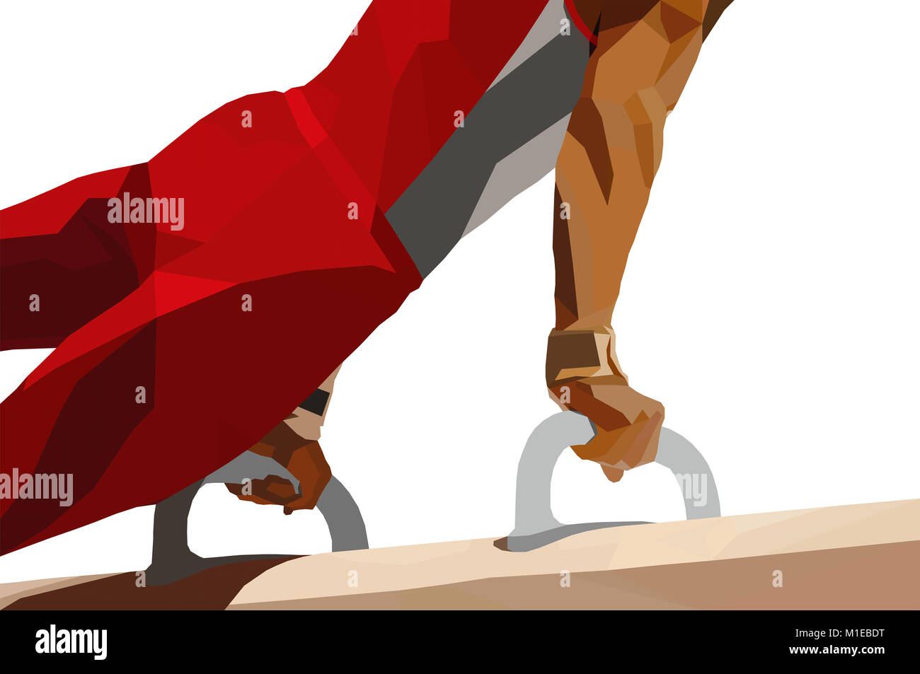 Pomme Pferd Athlet Turnerin in der künstlerischen Gymnastik. Low Poly Vektor Stockfoto