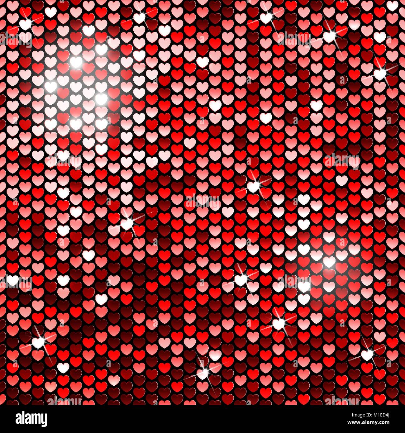 Hintergrund von roten Herzen mit Pailletten Stock Vektor