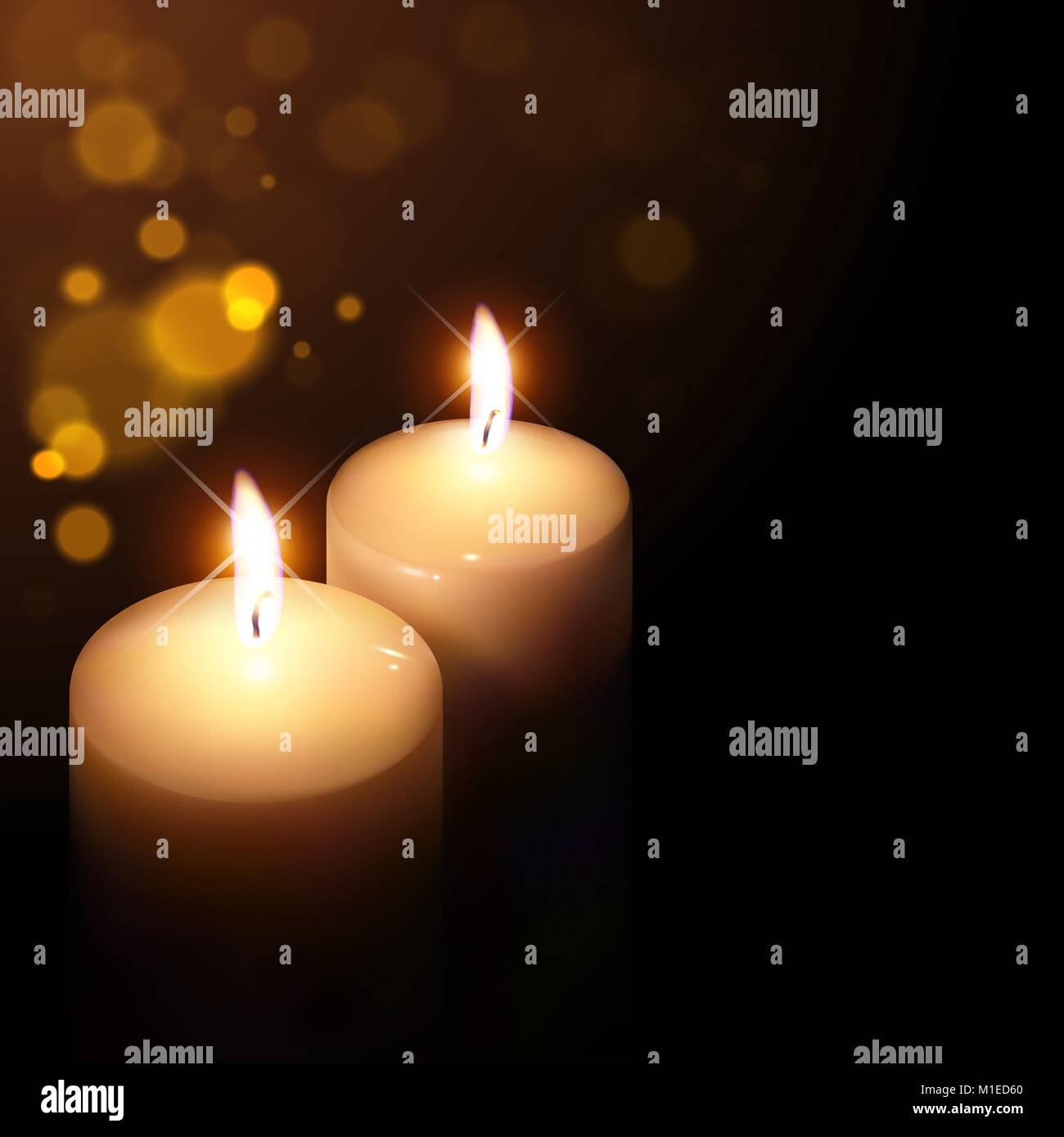 Flackernde Kerzen auf einem dunklen Hintergrund Stock Vektor