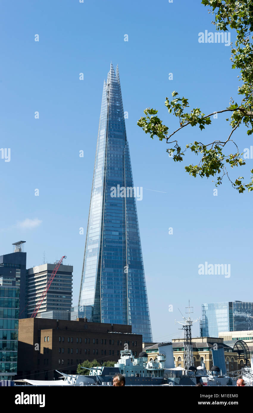 Der Shard, London, ist ein 95-stöckiges Hochhaus, bei 309 Meter ist sie die fünftgrößte in Europa. Stockfoto