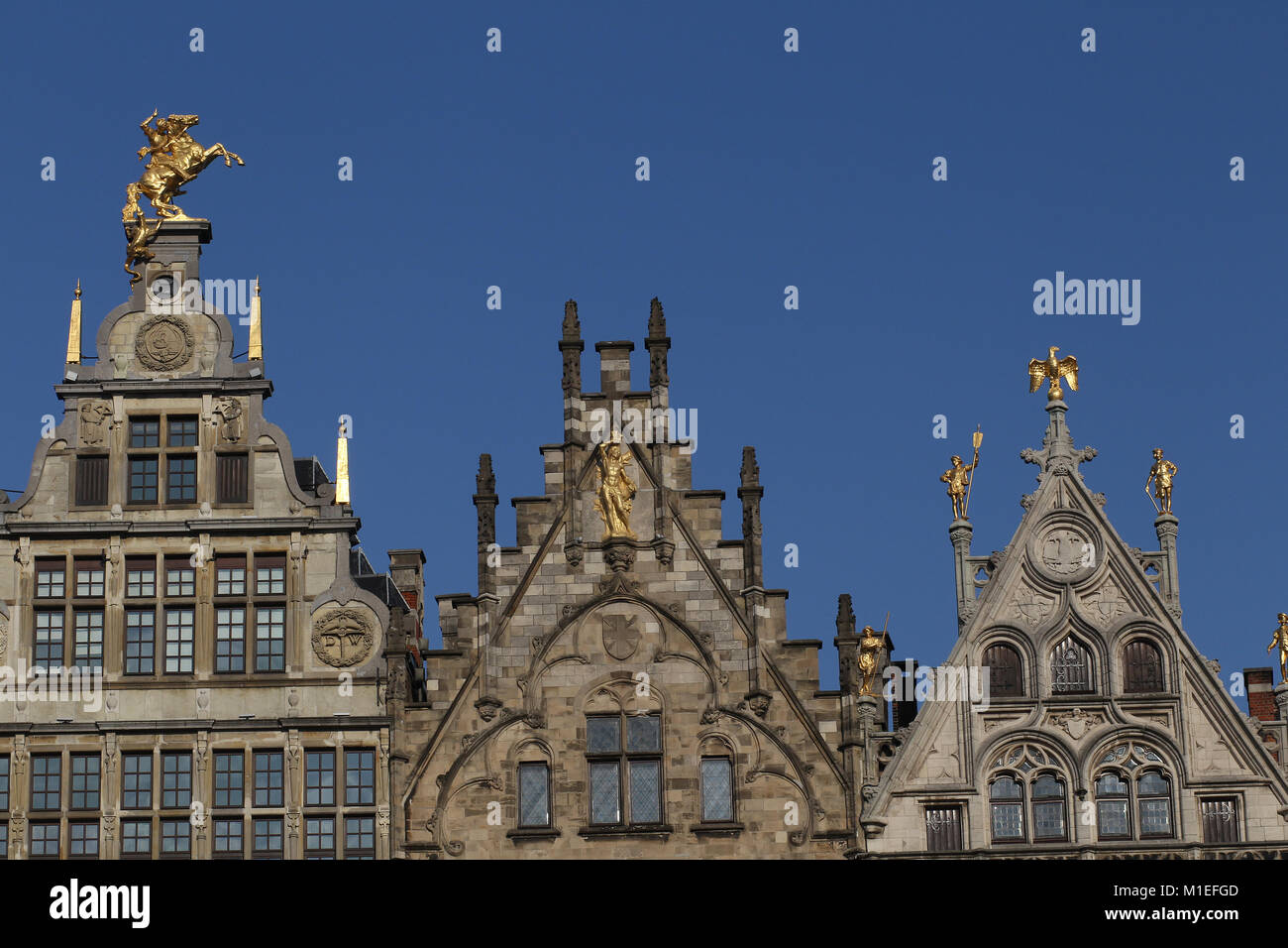 Gildenhalle auf, Antwerpen, Belgien Grote Markt oder Hauptplatz oder großen Marktplatz. Guild Houses Stockfoto