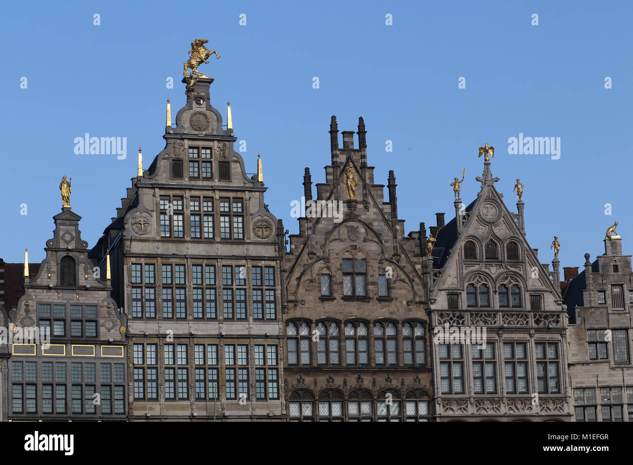 Gildenhalle auf, Antwerpen, Belgien Grote Markt oder Hauptplatz oder großen Marktplatz. Guild Houses Stockfoto