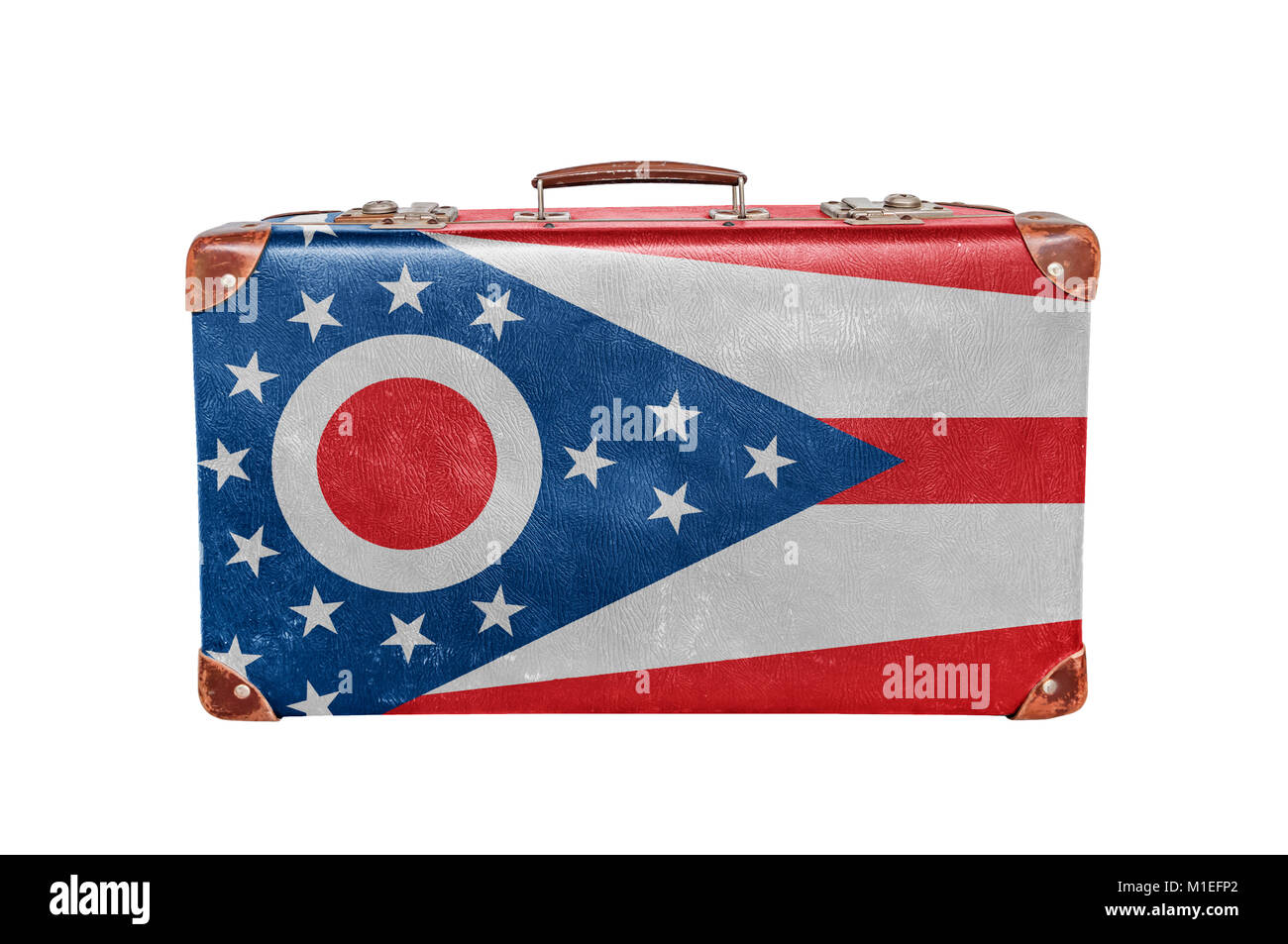 Vintage Koffer mit United States Ohio Flagge Stockfoto